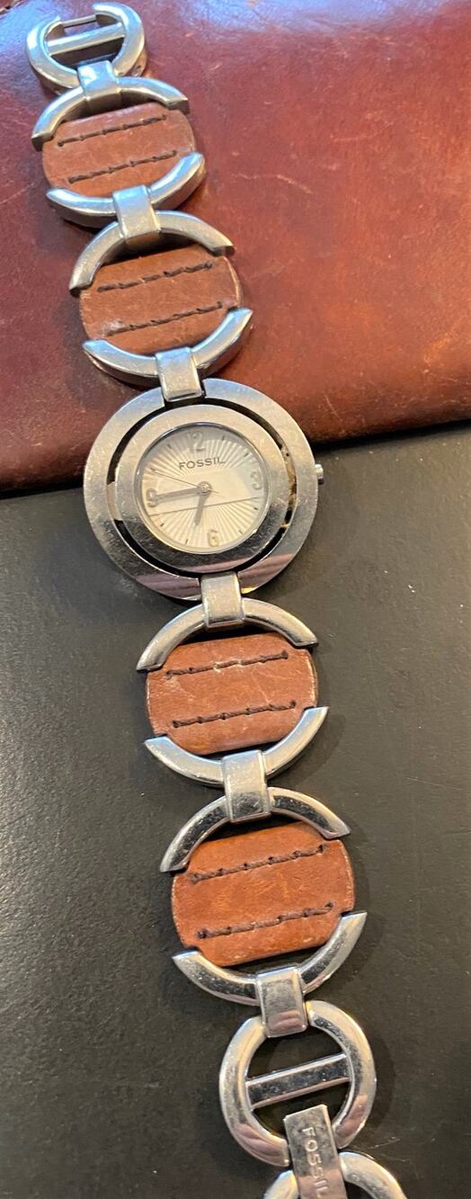 Women's Fossil F2 Watch, Silver Tone and Leather Band, ES-1976